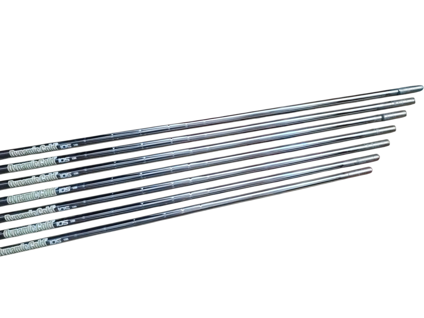 Dynamic Gold shafts, 105 S300, set of 7 shafts, 4-p. Cp2 Warp Midsize grip, Pre-Owned.