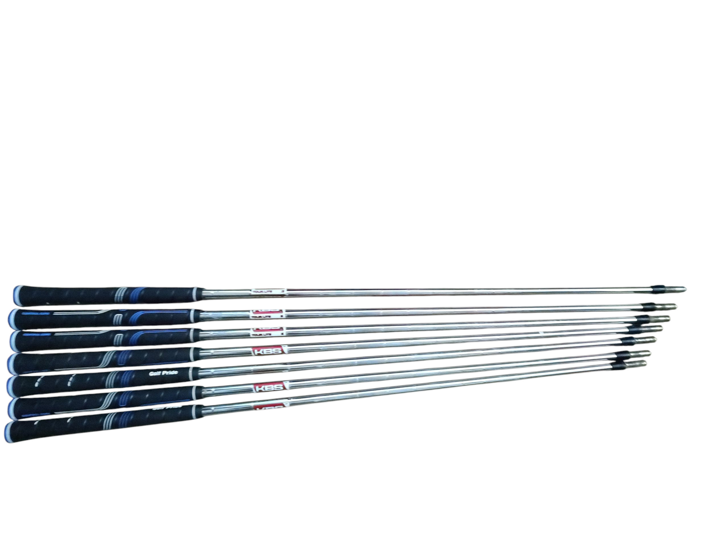 KBS TOUR LITE shafts, Stiff, set of 7 shafts, 4-p. Cp2 Warp Midsize grip, Pre-Owned.