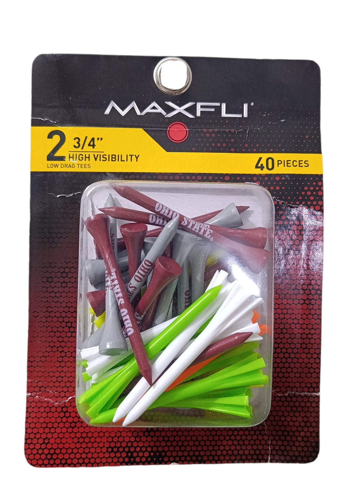 Maxfli 2 3/4" High Visibility Low Drag Golf Tees (40-Pack with Ohio State Edition) - 10/10 Condition