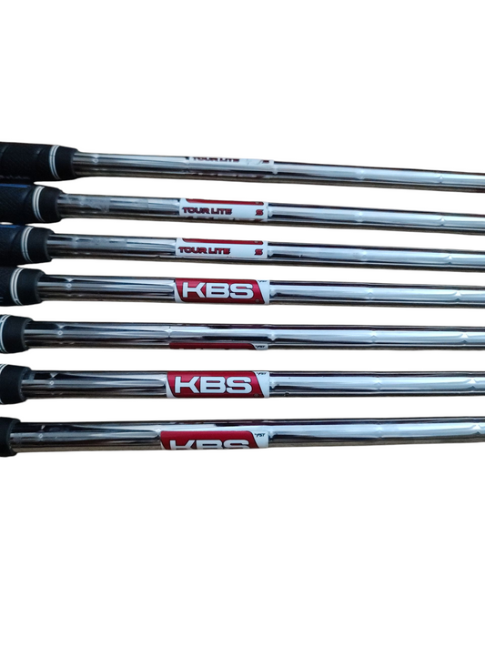KBS TOUR LITE shafts, Stiff, set of 7 shafts, 4-p. Cp2 Warp Midsize grip, Pre-Owned.