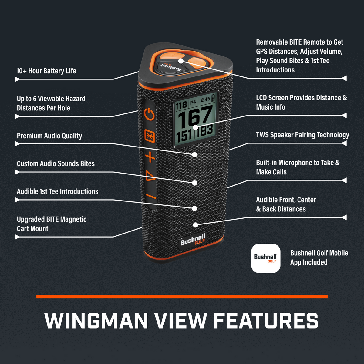 Bushnell Wingman View Golf GPS Bluetooth Speaker - 10/10 Condition