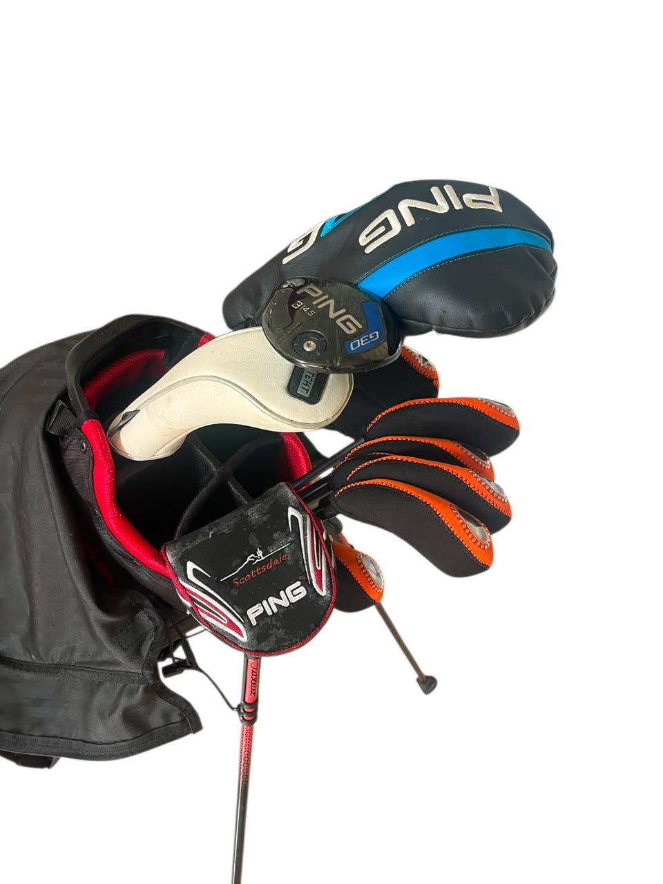 PING G/G30 Men's Left-Handed (LH) Full Golf Set (Yellow Dot) with Titleist Stand Bag - Clubs 8.5/10, Bag 9.5/10 Condition