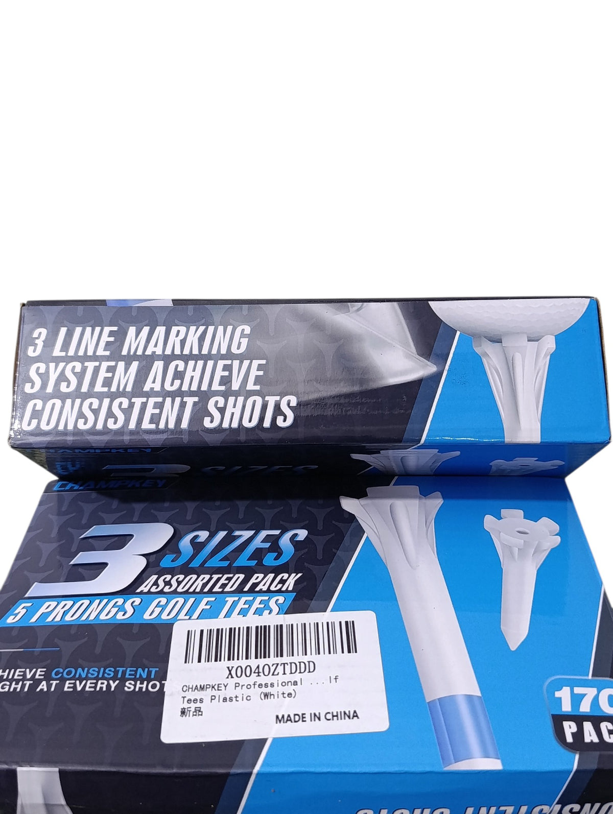 Champkey Professional 5-Prong Plastic Golf Tees (170 Pack, 3 Assorted Sizes, White) - 10/10 Condition