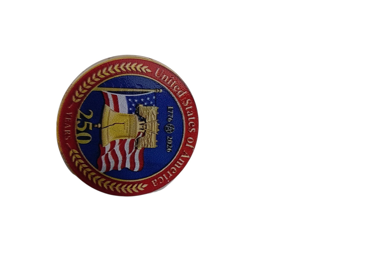 America 250th Anniversary (1776–2026) Patriotic Golf Ball Marker / Challenge Coin - Blue Flag Seal (Liberty Bell) 10/10 Condition
